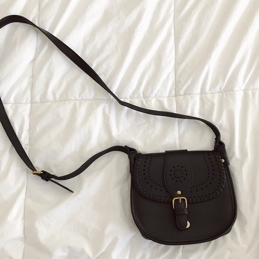 black leather purse